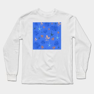 Blue leaves pattern Long Sleeve T-Shirt